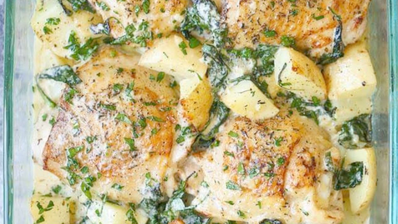 Chicken and Potatoes With Garlic Parmesan Cream Sauce!!!