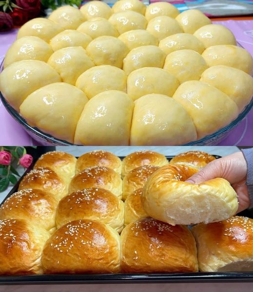 "Freshly baked Asian milk bread rolls on a cooling rack, with a golden crust and a soft, fluffy texture, ready to be served