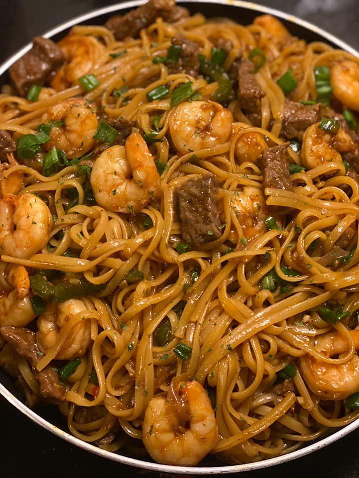 Shrimp and Teriyaki Steak Noodles