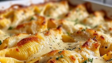 Chicken Alfredo Stuffed Shells Casserole