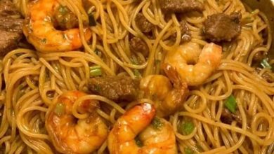 Shrimp and Teriyaki Steak Noodles