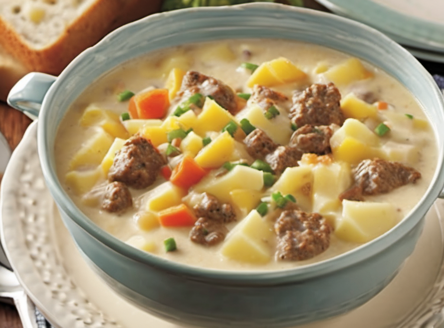 Creamy Potato & Hamburger Soup served in a rustic bowl, garnished with fresh parsley and paired with crusty bread     Creamy Potato Soup Recipe
    Hamburger Soup with Vegetables
    Best Comfort Food Recipes
    Easy Dinner Ideas