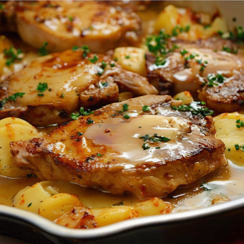 Easy Pork Chops and Scalloped Potatoes Recipe Best Pork Chop Recipes for Dinner Comfort Food Recipes with Pork Chops How to Make Scalloped Potatoes with Pork Chops Budget-Friendly Pork Chop Dinners Delicious pork chops with scalloped potatoes, baked to perfection, and ready to serve for a comforting family meal