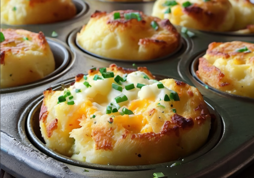 Delicious crispy mashed potato puffs with cheddar cheese, golden brown and ready to serve.