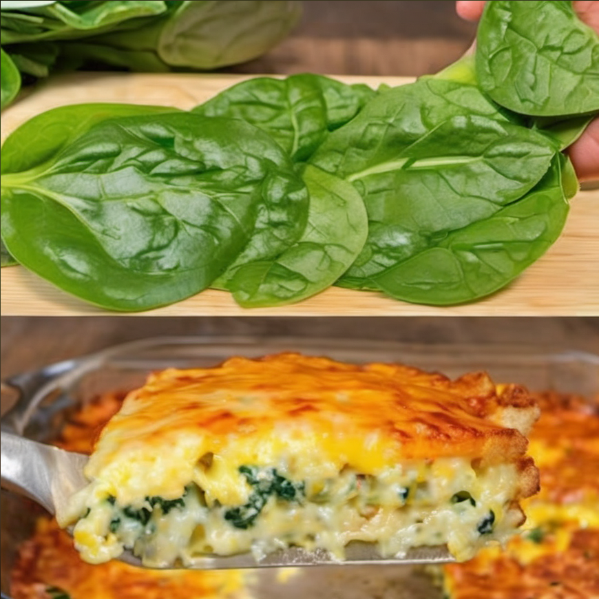 A healthy skillet meal with vibrant green spinach, sunny-side-up eggs, and melted cheese, served hot and fresh in a cooking pan, ideal for a nutritious breakfast or dinner