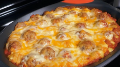 Delicious Meatball Bake with Cheese and Potatoes Fresh Out of the Oven