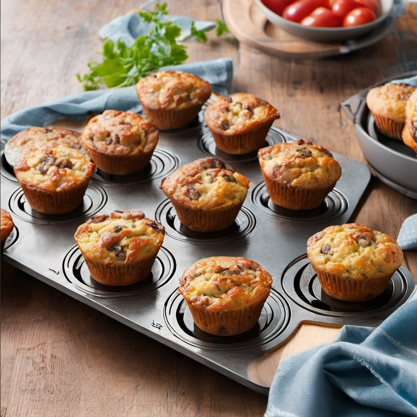 Delicious sausage muffins on a plate, perfect for a quick breakfast