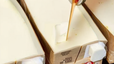 A pot of simmering milk with vinegar being poured in, demonstrating the curdling process.