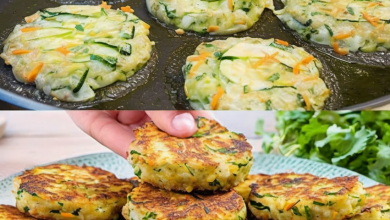 Golden brown and crispy Potato and Zucchini Patties served with a side of yogurt dipping sauce