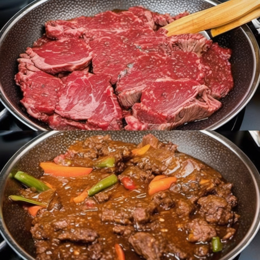 A plate of tender, juicy Chinese-style beef slices garnished with green onions, ready to be served