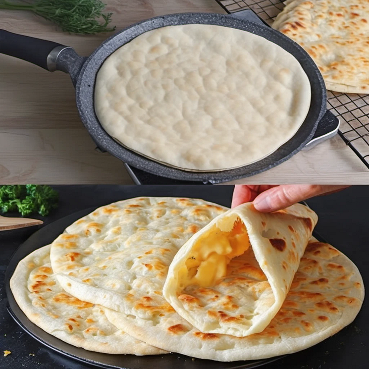 Mixing dough for cheddar cheese flatbread, a perfect cheesy snack for any occasion