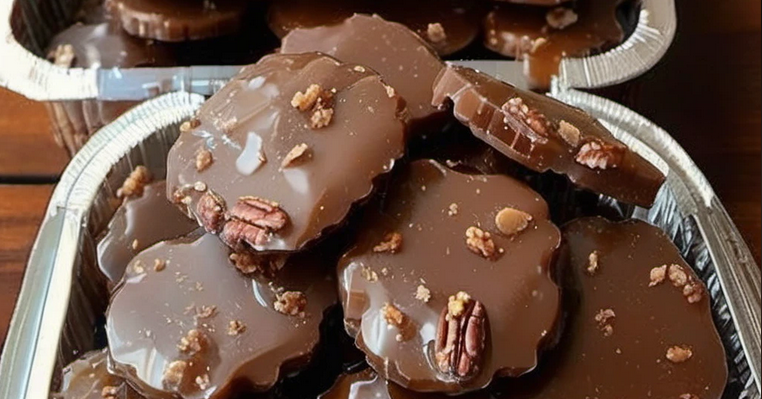 Candy made at home with pecans and caramel