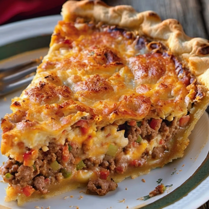 Cooking sausage and vegetables for a Monterey Sausage Pie, a nostalgic family recipe