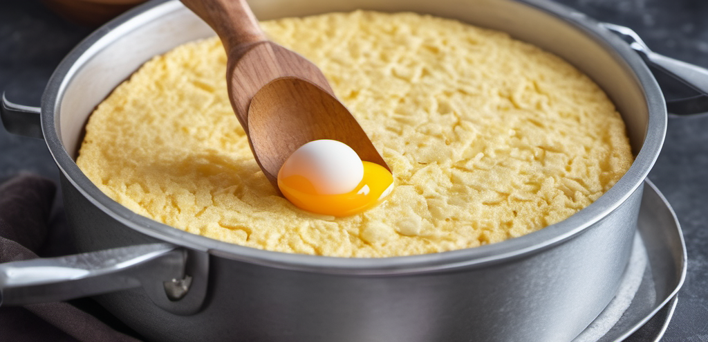 Preparing organic egg for a fluffy, luxury gluten-free cake, emphasizing health and gourmet tastes