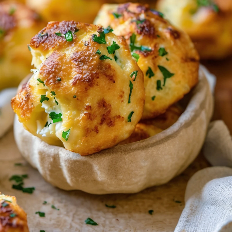 Golden garlic butter cheese bites fresh out of the oven, ready to serve