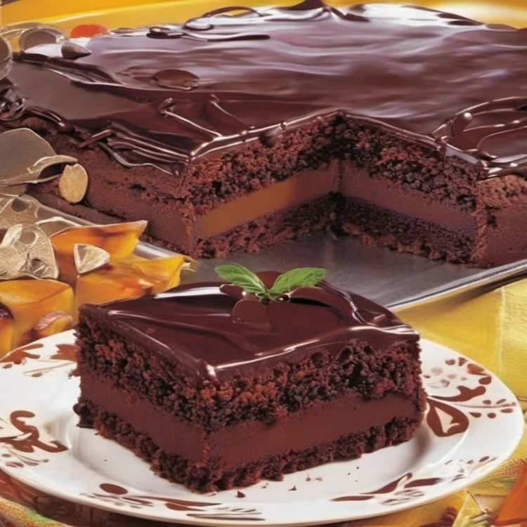 Rich and moist chocolate cake with smooth chocolate cream filling and a decadent frosting