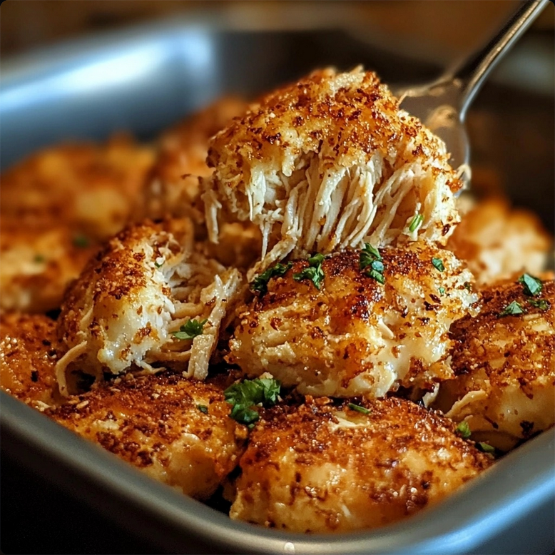 Mixing shredded chicken with spices for homemade chicken fritters—best quick chicken snack