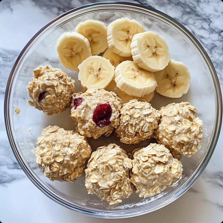 Mixing mashed banana and yogurt into the oat mixture, creating a nutritious and tasty breakfast snack