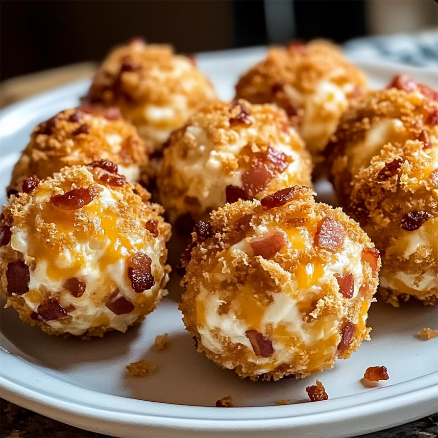 Bite-sized bacon cheddar cheese balls rolled in chopped pecans, served on a wooden board with dipping sauces