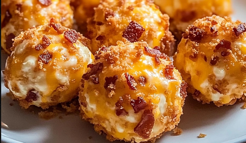 Bite-sized bacon cheddar cheese balls rolled in chopped pecans, served on a wooden board with dipping sauces