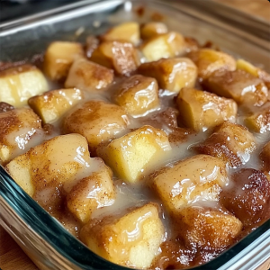 A freshly baked apple and cinnamon cake, dusted with cinnamon sugar and sliced, ready to be enjoyed with a cup of herbal tea