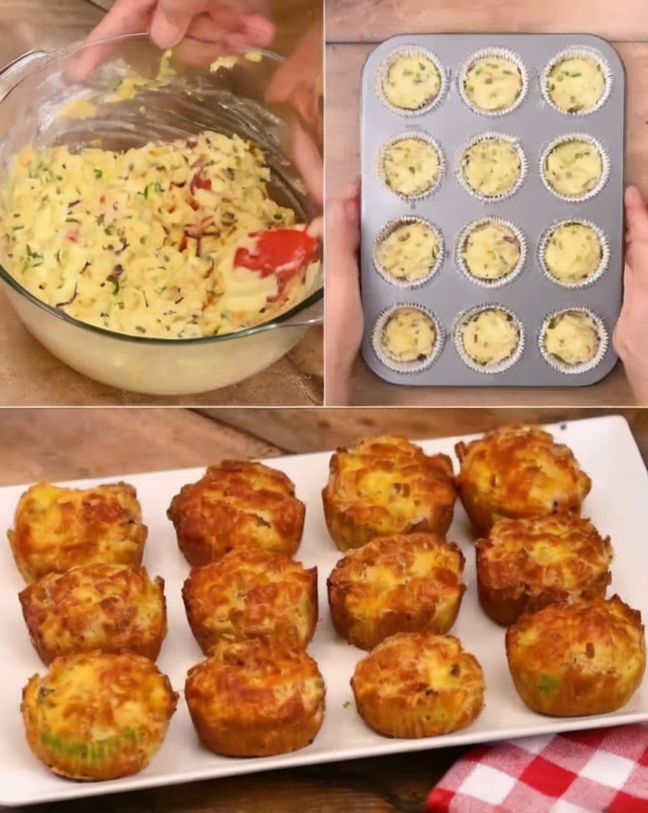 A vibrant photo of freshly baked cheese and vegetable muffins on a cooling rack, surrounded by raw ingredients like spinach, eggs, cheese, and spices, capturing the freshness and homemade quality of the dish
