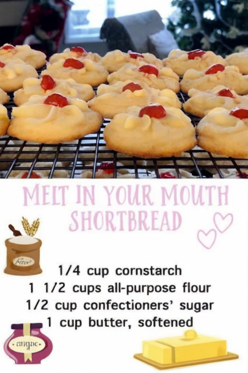 Golden-brown shortbread cookies arranged elegantly on a rustic plate, sprinkled with powdered sugar, paired with a warm cup of tea, set against a serene background