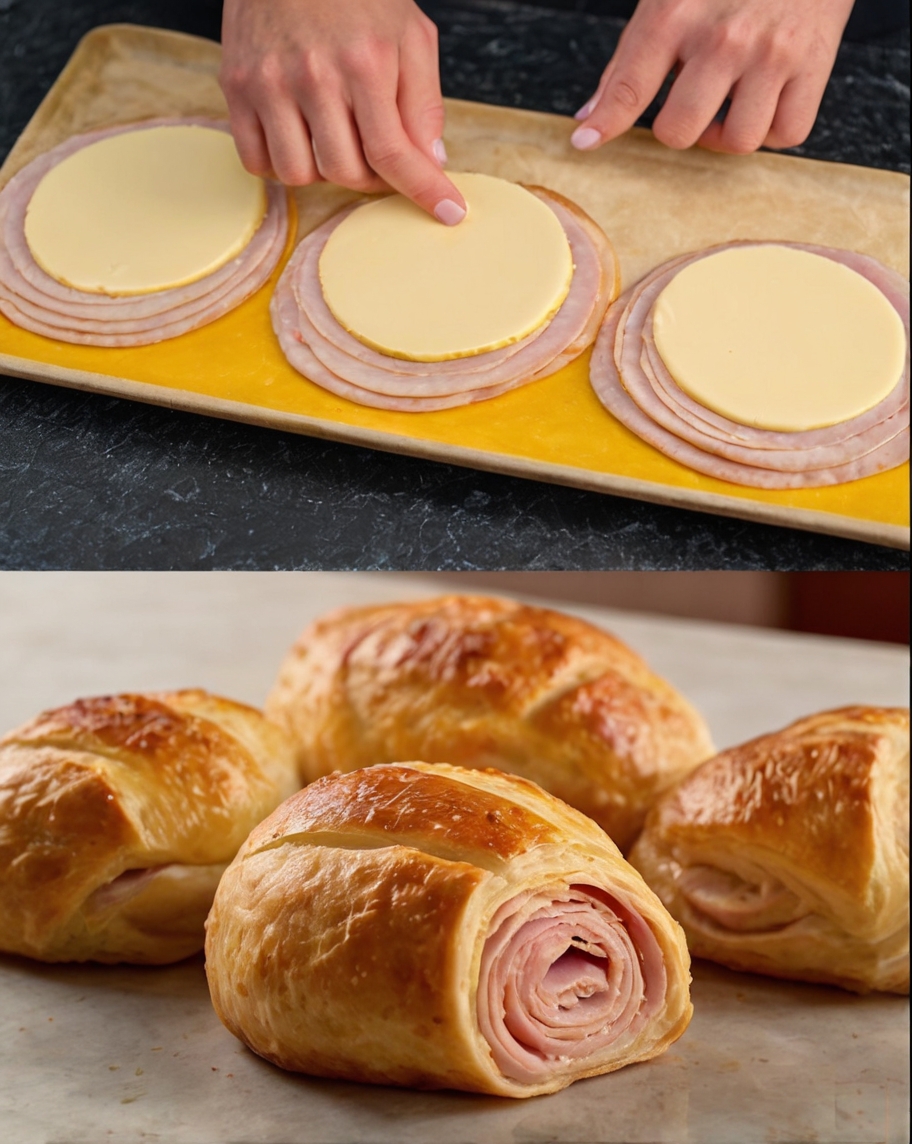 A tray of golden-brown Cheese and Ham Swirl Pastries fresh out of the oven, garnished with parsley. Place the tray on a rustic wooden table with a small bowl of Dijon mustard and a cup of coffee in the background for added warmth and appeal.