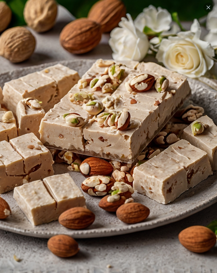 Homemade Honey Nut Nougat with Toasted Hazelnuts and Almonds