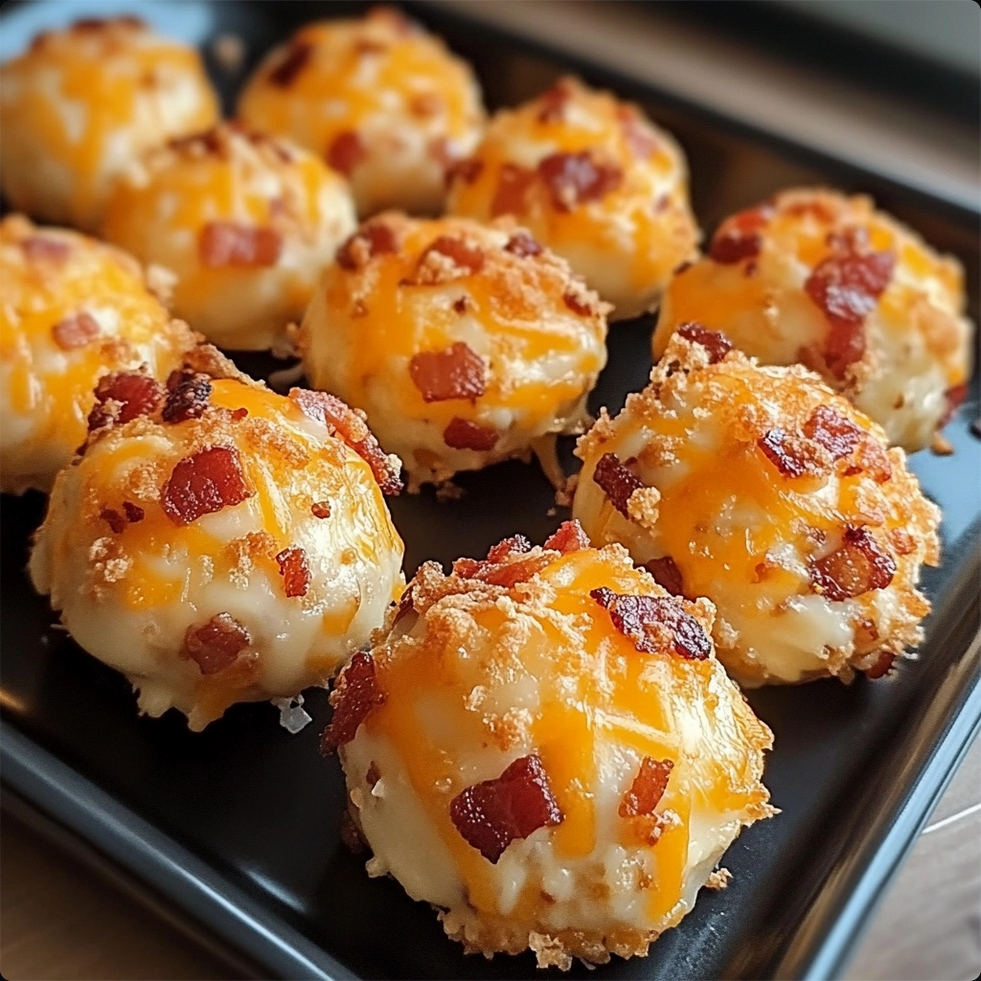 Delicious bacon cheddar cheese balls arranged on a rustic wooden platter, garnished with herbs and crushed nuts, ready to delight guests at a sophisticated yet health-conscious gathering