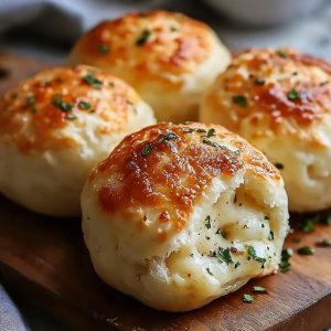 Buttery biscuit dough stuffed with gooey mozzarella cheese, brushed with garlic butter, and baked to golden perfection.