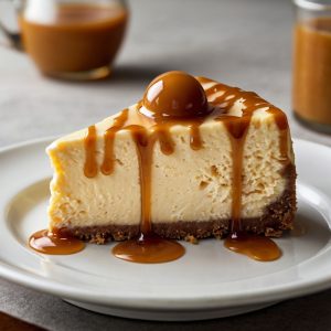 A rich and creamy caramel cheesecake with a buttery graham cracker crust, perfect for special occasions.