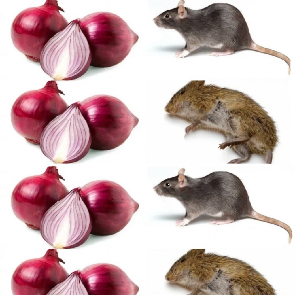 Image of freshly sliced onions placed strategically near a gap under a kitchen sink. The photo should highlight a clean and pest-free kitchen environment, symbolizing the effectiveness of natural methods.