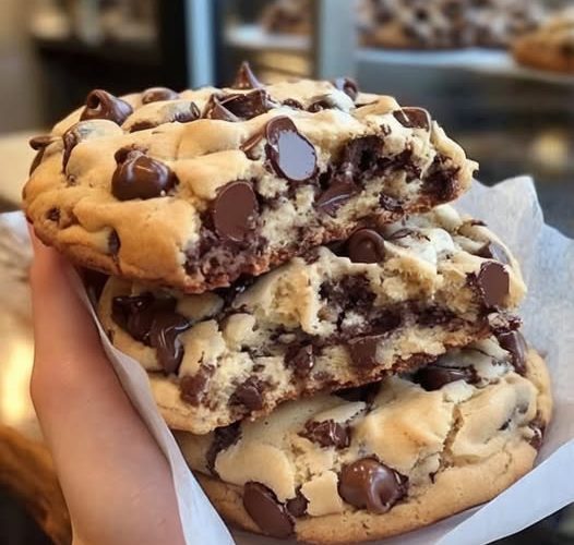 these thick and gooey  chocolate chip  cookies, inspired by Levain Bakery, are crispy on the outside and soft on the inside. Perfect for any occasion!