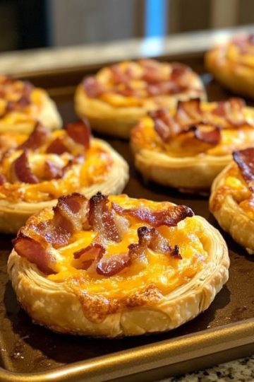 Flaky puff pastry pinwheels stuffed with bacon, eggs, and cheese—perfect for a quick & easy breakfast!