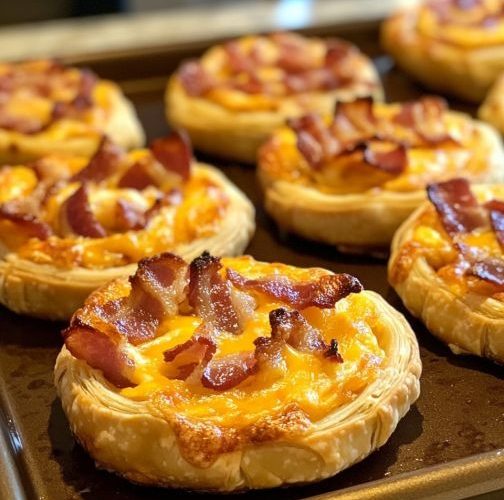 Flaky puff pastry pinwheels stuffed with bacon, eggs, and cheese—perfect for a quick & easy breakfast!