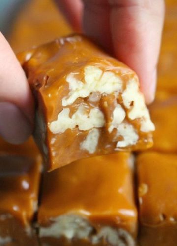 A traditional American caramel candy with chopped nuts, perfect for holidays and special occasions.