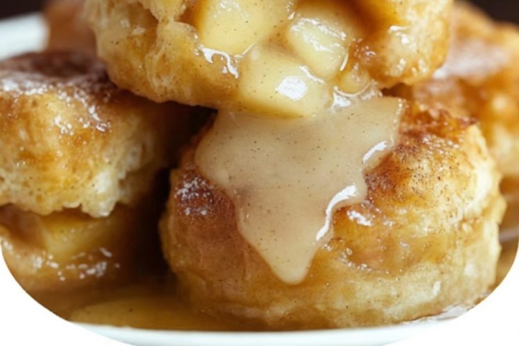 Flaky buttermilk biscuits stuffed with warm apple pie filling, drizzled with cinnamon glaze!