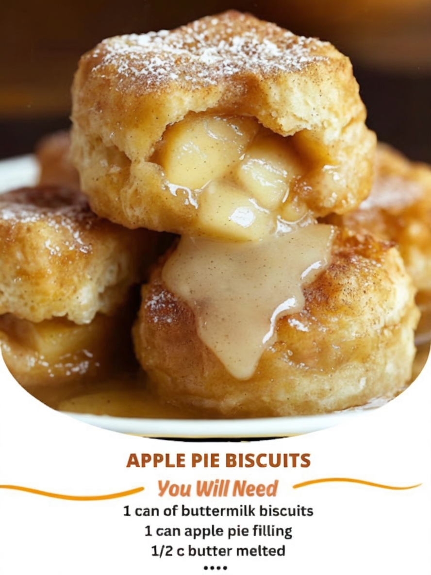 Flaky buttermilk biscuits stuffed with warm apple pie filling, drizzled with cinnamon glaze!