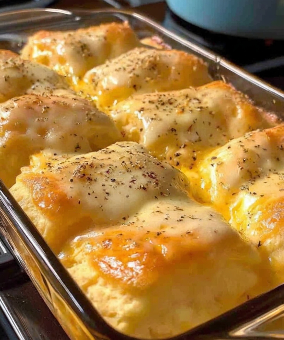 A creamy, comforting casserole with shredded chicken, a rich sauce, and golden biscuits on top. An easy, family-friendly dinner!
