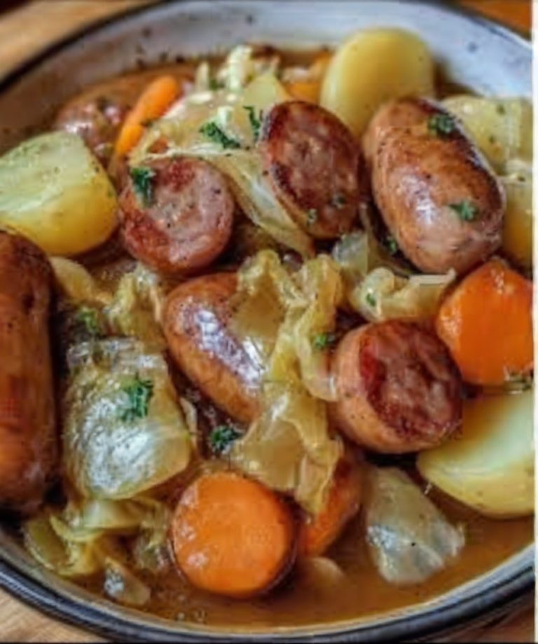 Irish Sausage & Cabbage Stew cooking art