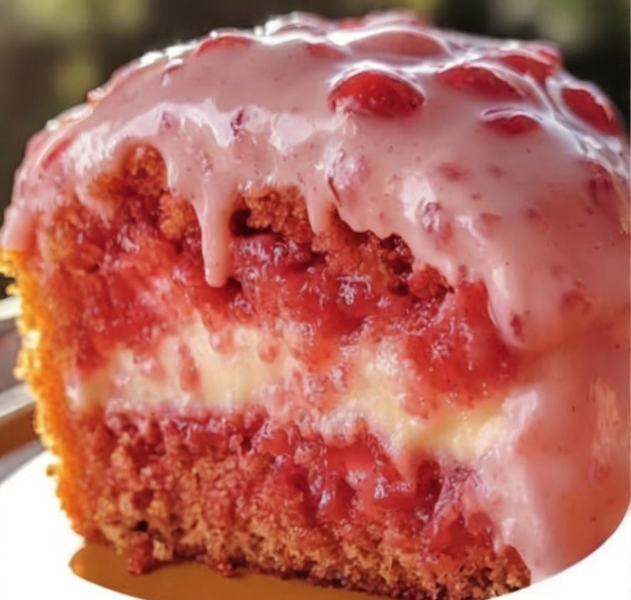 A moist strawberry cake with a creamy pudding center and luscious strawberry icing. Easy, delicious, and eye-catching!
