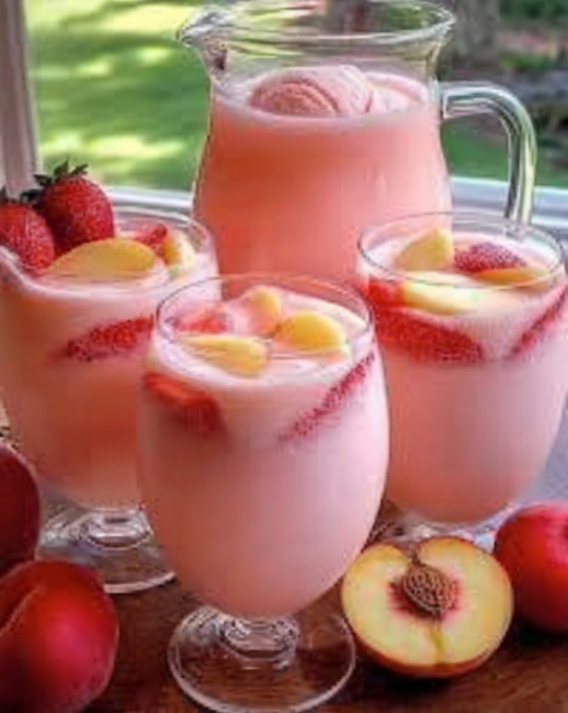 A creamy, fruity punch bursting with strawberries, apple juice, and a refreshing fizz. Perfect for parties, brunches, and celebrations!