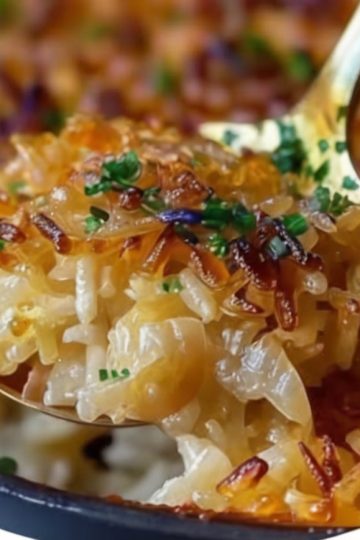 Easy oven-baked rice infused with savory French onion soup, beef consommé, and melted butter. A comforting side dish everyone loves.