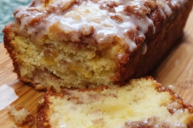 This apple fritter bread is filled with chopped apples and warm cinnamon, then topped with a sweet glaze for the ultimate bakery-style treat.