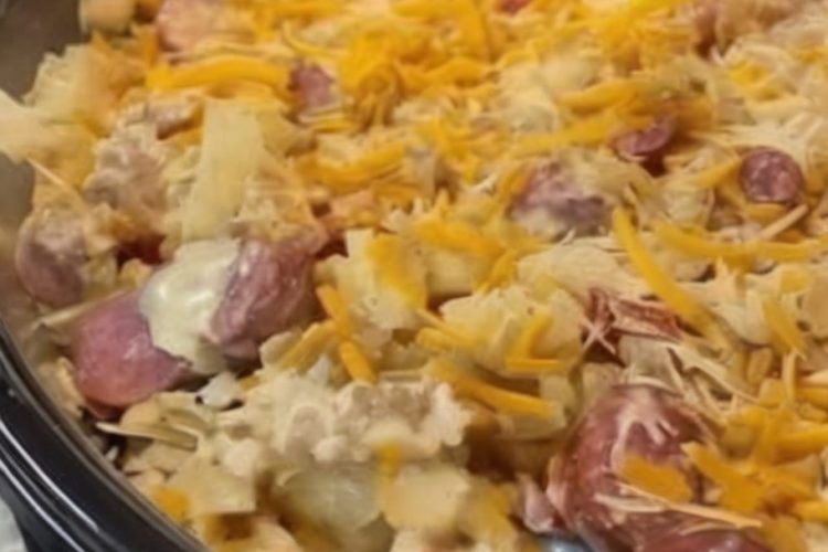 A creamy, cheesy slow cooker casserole packed with smoked sausage and potatoes. The perfect “dump and go” comfort meal.