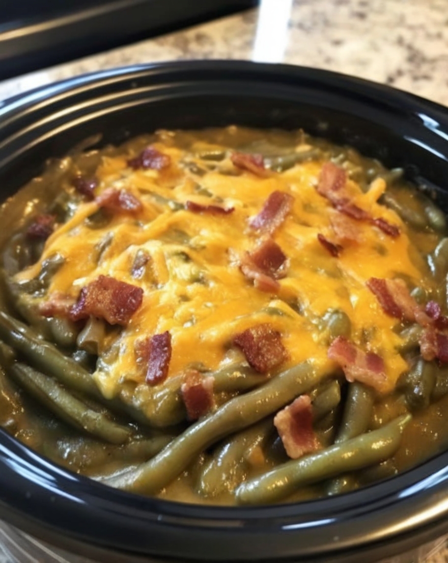This Slow Cooker Amish Green Bean Casserole combines the rustic charm of traditional Amish cooking with the convenience of a slow cooker