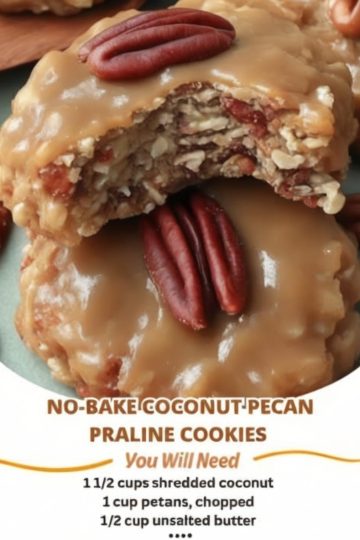 These No-Bake Coconut Pecan Praline Cookies are chewy, buttery, and bursting with toasted coconut and crunchy pecans—all with no baking required