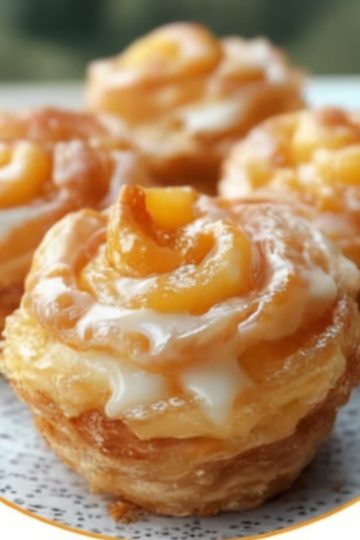 Peach lovers, rejoice! If you’ve ever wished for a shortcut to the cozy comfort of homemade peach pie wrapped in buttery, flaky pastry—this is it. These Peach Pie Cruffins are a dreamy cross between a croissant and a muffin, with swirls of cinnamon-sweet peach filling in every golden layer.