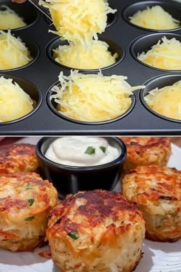 Cheesy Mashed Potato Muffins are a quick and easy potato side dish that transforms leftover mashed potatoes into something delicious and fun